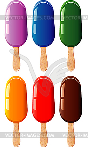 Set of fruit and chocolate colorful popsicles - vector clipart