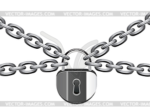 Metal chain and padlock - vector clipart / vector image