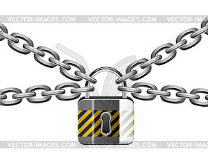 Metal chain and padlock - vector clipart