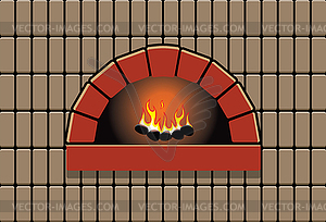 Oven with burning fire - vector EPS clipart