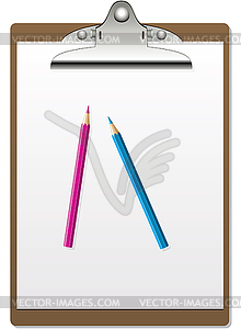 Clipboard and pencils - vector clipart