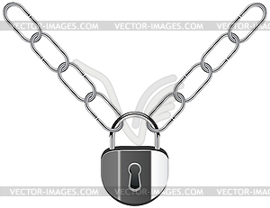 Metal chain and padlock - vector clipart