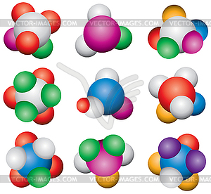 Abstract molecule icon set - vector image