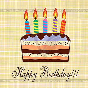 Birthday cake with candles - vector image