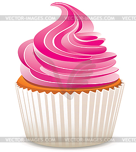 Pink cupcake - vector clipart