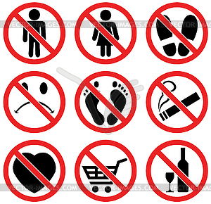 Set of prohibition signs - vector clipart