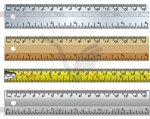 Set of rulers and measuring tape - vector clipart