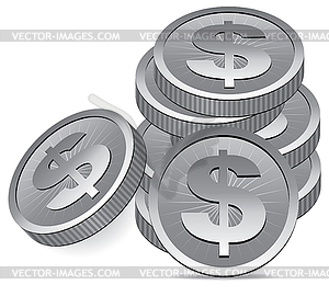 Silver coins - vector image