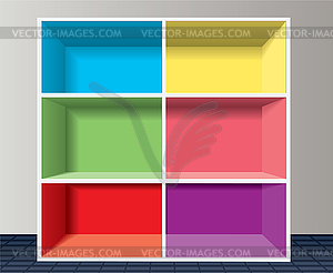 Colorful empty bookshelf - vector clip art