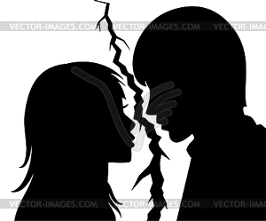 Broken relationship between young man and woman - vector image