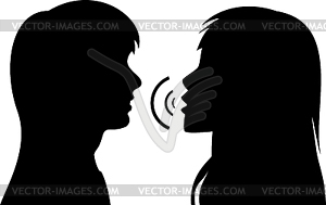 Two young women talking - vector image