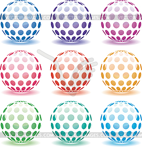 Set of 3d shiny globes - vector clipart