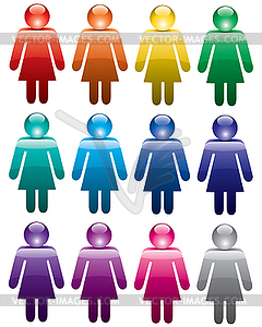 Colorful woman symbols - vector clipart