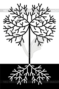Abstract black and white tree - vector clipart