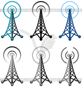 Radio tower symbols - vector image
