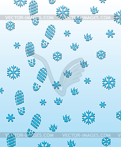 Foot prints on snow - vector clip art
