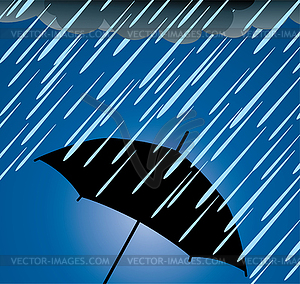 Umbrella protection of heavy rain - vector image
