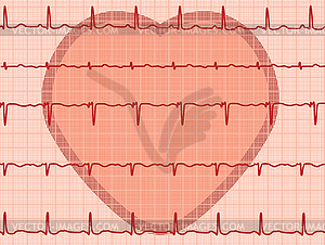 Heart and heartbeat electrocardiogram - vector clip art