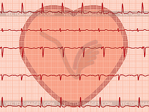 Сердца и сердцебиение электрокардиограммы - векторный рисунок