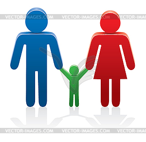 Symbols of man, woman and child - vector image