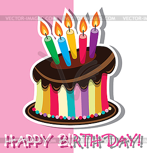 Birthday chocolate cake - vector clip art