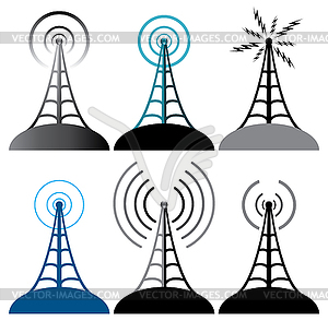 Radio tower symbols - vector image