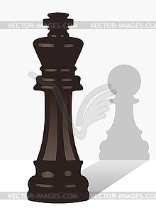 Шахматного короля с тенью пешкой - цветной векторный клипарт