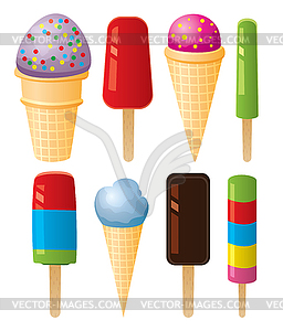 Colorful icecream and popsicles - stock vector clipart