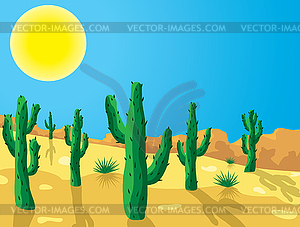 Cactus in desert - vector clip art