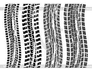 Set of grungy tire prints - white & black vector clipart