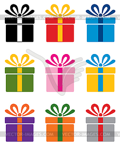 Set of colorful gift box symbols - vector image