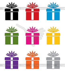 Набор красочных символов подарочной коробке - векторное изображение EPS