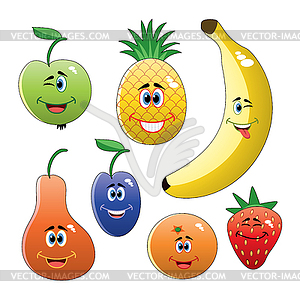 Set of colorful funny fruits - vector image