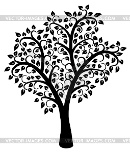 Black and white tree - vector image