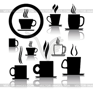 Set of coffee and tea cup icons and symbols - vector clipart / vector image