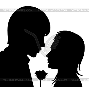Silhouette of young man and woman - vector image