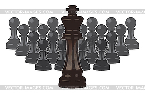 Chess pieces of king and pawns - vector EPS clipart