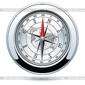 Shiny silver compass - vector image