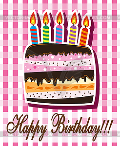 Birthday cake with candles - vector clip art