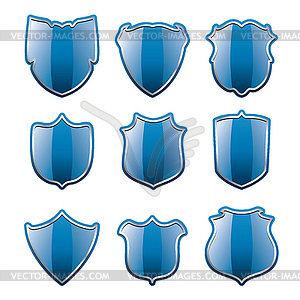 Set of blue shields - color vector clipart