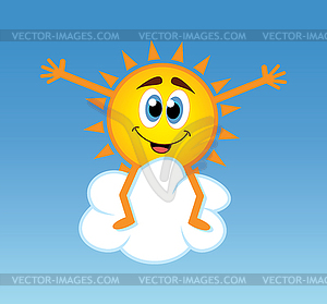 Sun sitting over cloud - vector clipart