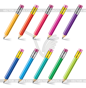 Pencils with eraser - vector clipart