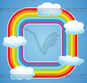 Border of rainbow and clouds - vector image