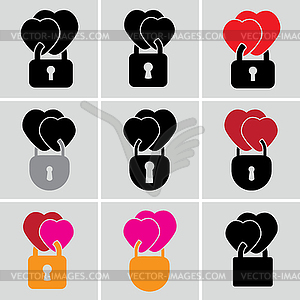 Marriage and love symbols of hearts - vector clip art