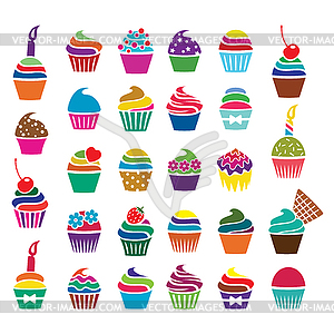 Cupcakes icons - vector clipart