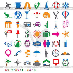 Set of travel icons - color vector clipart