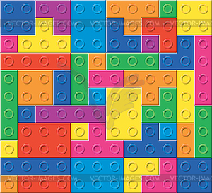 Pattern of colorful plastic blocks - vector clipart