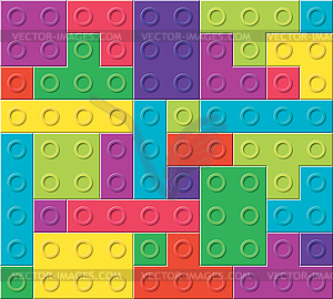 Pattern of colorful plastic blocks - vector clipart