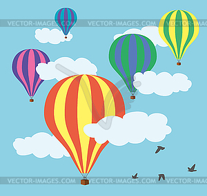 Hot air balloons in sky - vector clipart