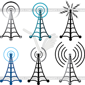 Radio tower symbols - vector image